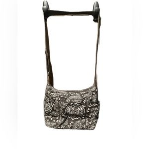 Thirty One Free To Be Carry All Purse Sling Travel bag 31 in Woodblock Floral